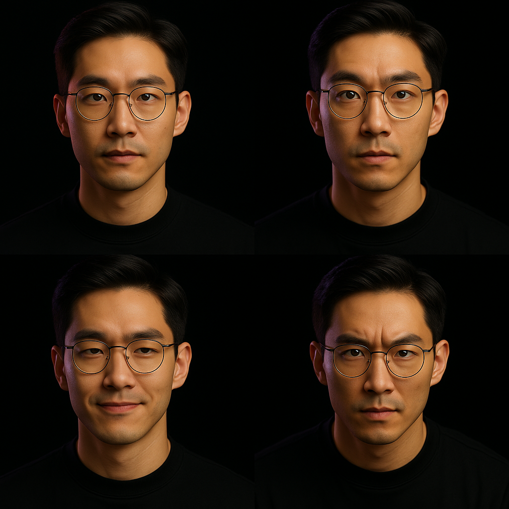 Character expression study — facial topology for animation