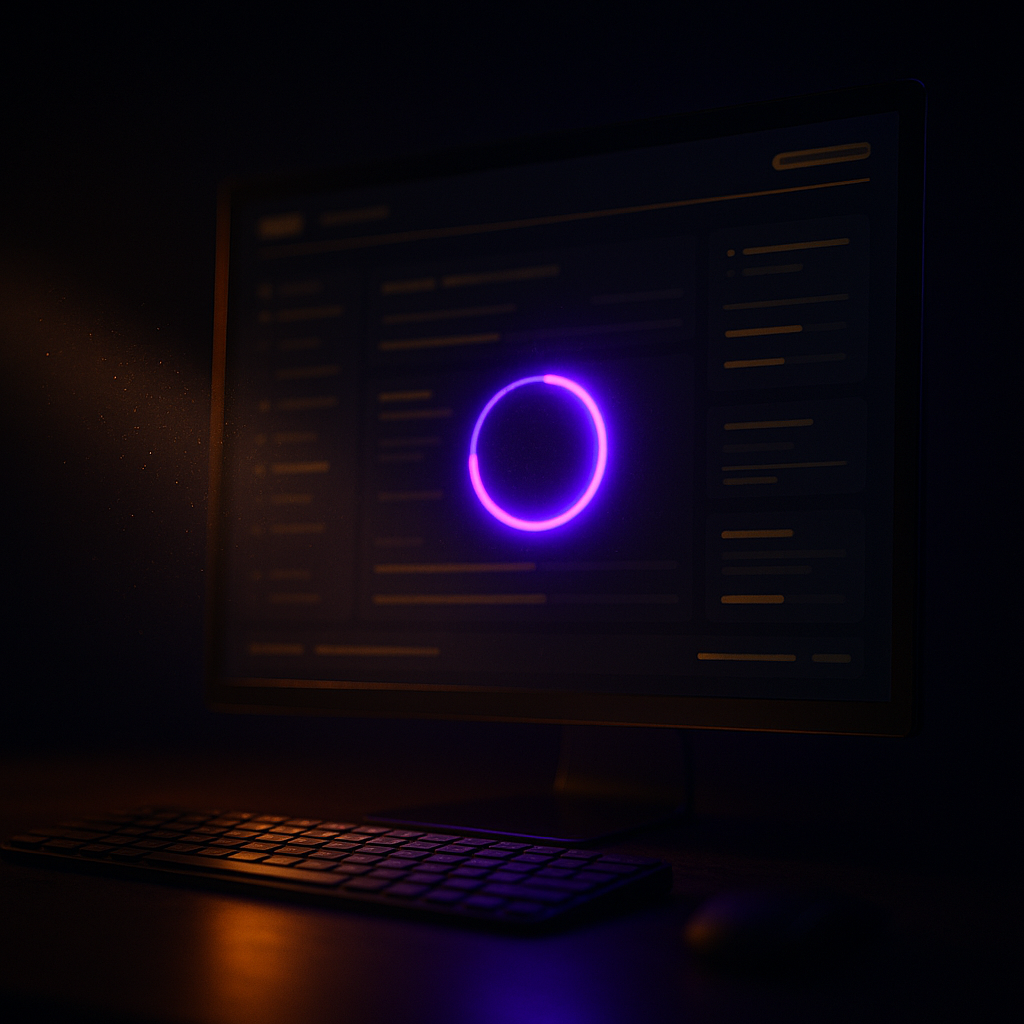 Retro-futuristic UI glow — in-game terminal interface