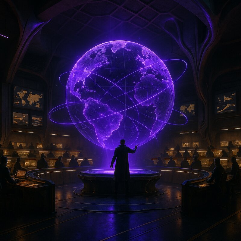 Alien War Room — tactical strategy concept art